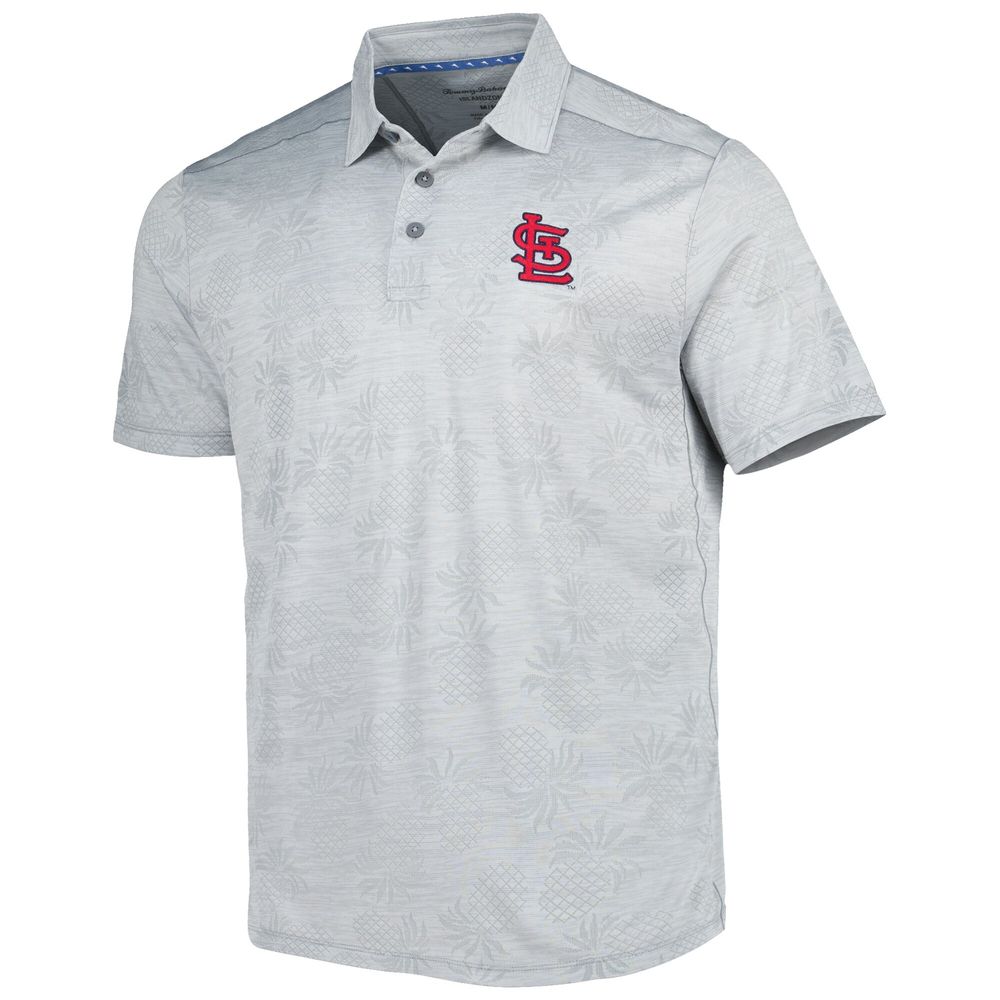 Men's Tommy Bahama Gray St. Louis Cardinals IslandZone Pineapple Palm Coast Polo