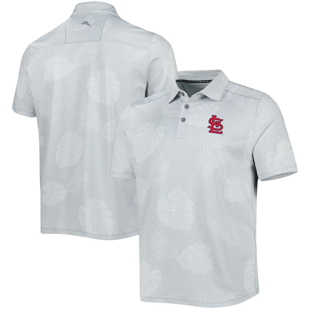 Men's Tommy Bahama Gray St. Louis Cardinals Palm Coast Delray Fond IslandZone Allover Polo