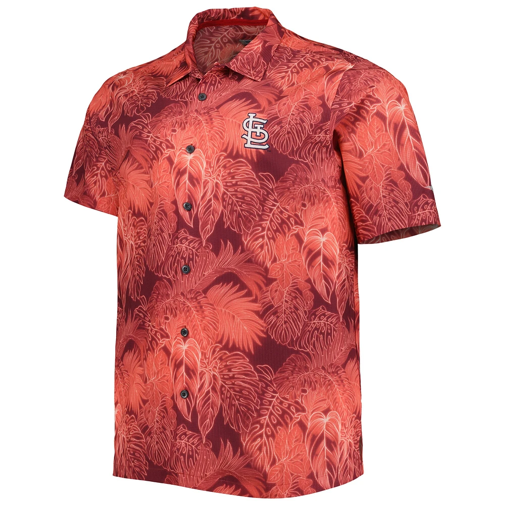 Men's Tommy Bahama Red St. Louis Cardinals Big & Tall Luminescent Fronds Camp IslandZone Button-Up Shirt