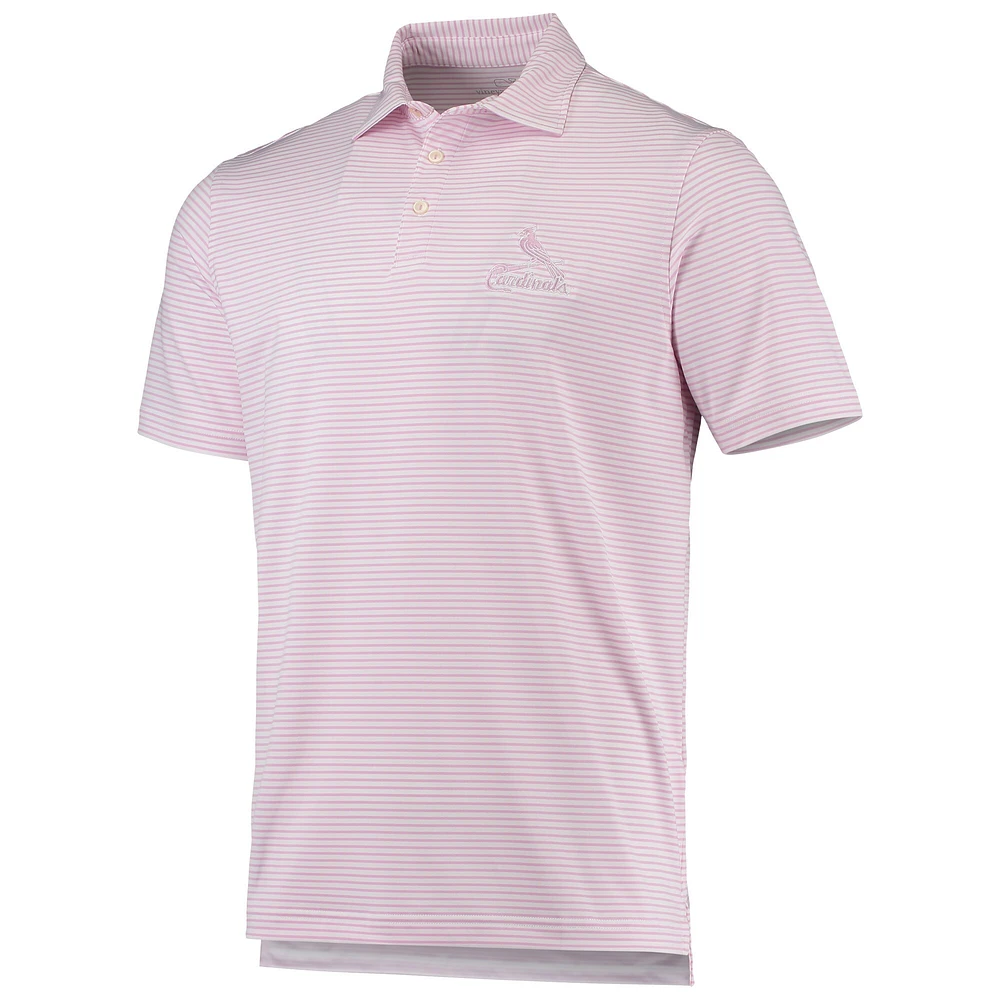 Polo pour homme Vineyard Vines rose/blanc St. Louis Cardinals Bradley Stripe