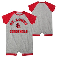 Barboteuse à boutons-pression Raglan Extra Base Hit pour nouveau-né et nourrisson gris chiné St. Louis Cardinals