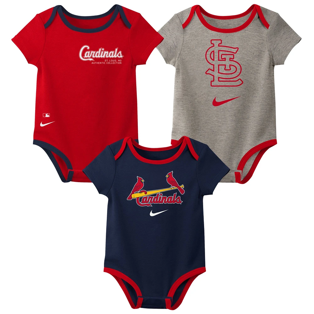 Ensemble de trois bodys Nike St. Louis Cardinals pour nouveau-nés et nourrissons