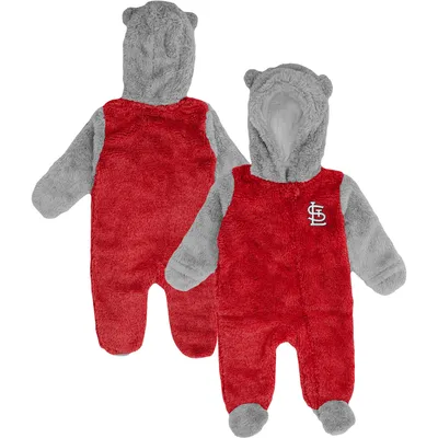 St. Louis Cardinals Newborn and Infant Game Nap Teddy Fleece Bunting Full-Zip Sleeper - Red/Gray