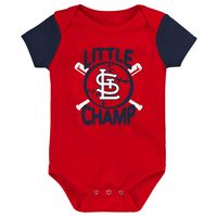 Newborn & Infant Red/Navy St. Louis Cardinals Little Champ Three-Pack Bodysuit Bib Booties Set