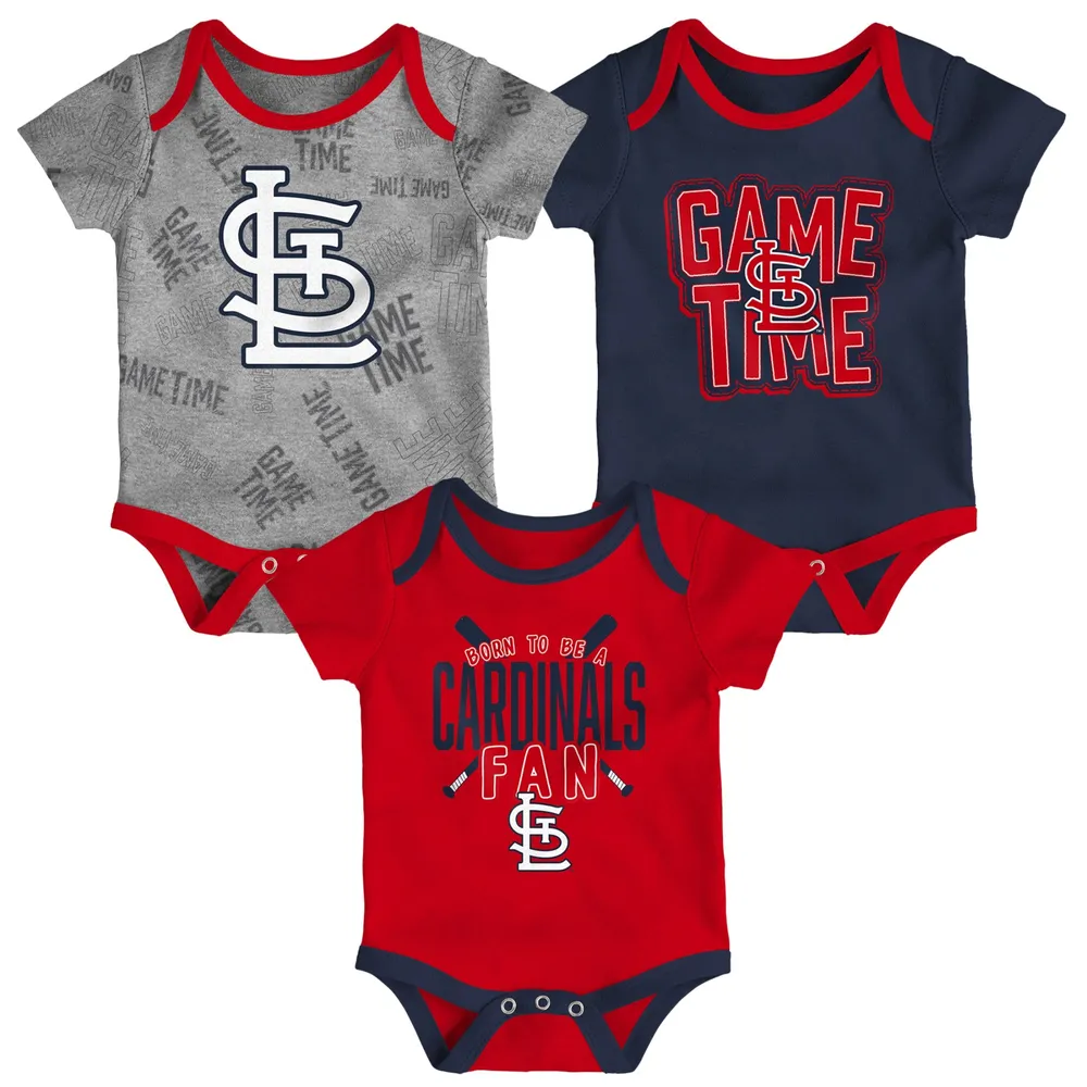 Ensemble de body trois pièces Game Time pour nouveau-né et nourrisson St. Louis Cardinals rouge/bleu marine/gris chiné