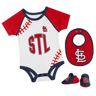 Ensemble body, bob et chaussons pour nouveau-né des Cardinals de St. Louis, blanc