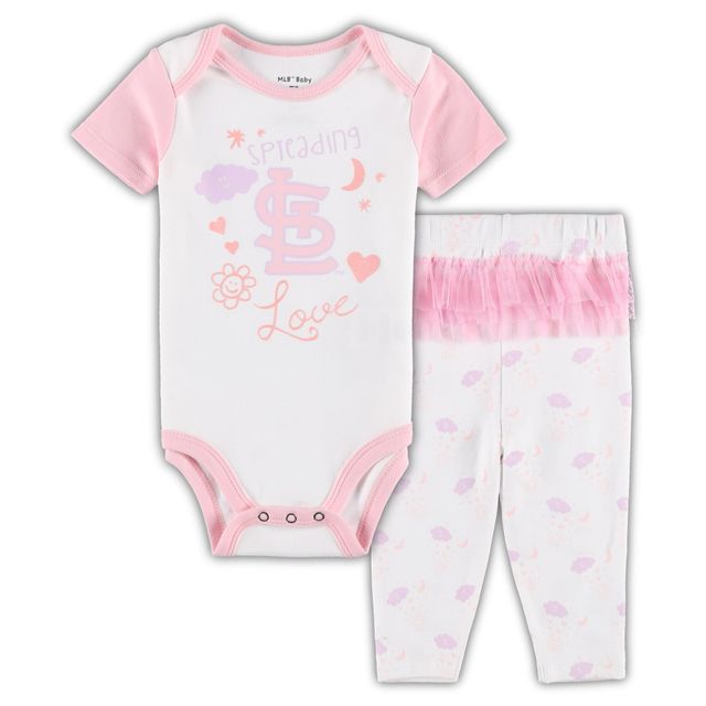 Ensemble body et tutu avec leggings pour nouveau-nés bébés Cardinals de Saint-Louis blancs/roses