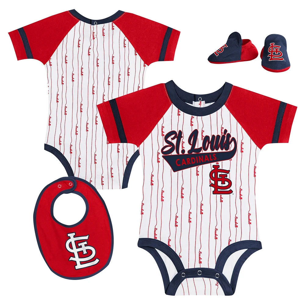 Newborn & Infant White St. Louis Cardinals Base Hitter Bodysuit, Bib Bootie Set