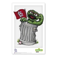 Affiche imprimée de Sesame Street avec Oscar le Grouch des Cardinals de St. Louis 11" x 17 "