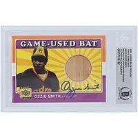 Ozzie Smith St. Louis Cardinals Autographed 2001 Upper Deck Prospect Premieres Heroes of Baseball Bat Relic #B-OS Beckett Fanatics Witnessed Authenticated Card