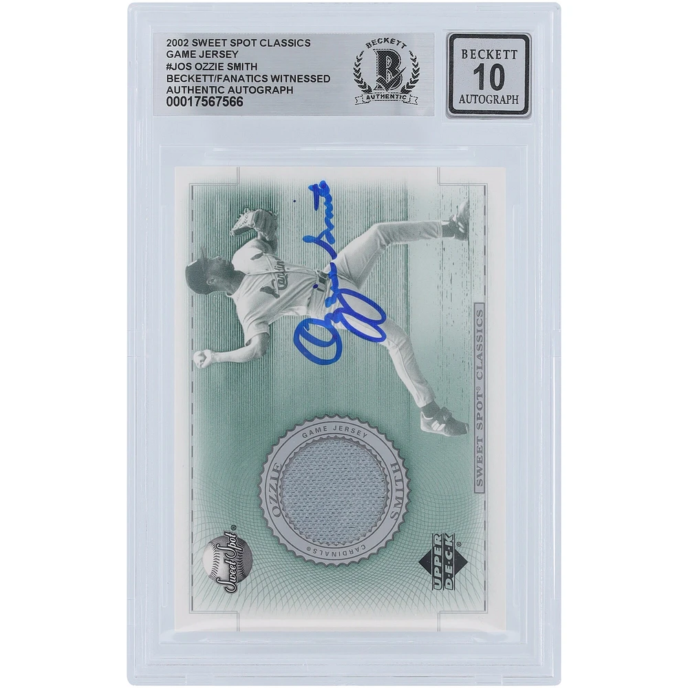V106832 SLCard Ozzie Smith St. Louis Cardinals Autographié 2002 Upper Deck Sweet Spot Classic Game Jersey Relic #J-OS Beckett Fanatics Witnessed Authenticated 10 Card Ozzie Smith AUT UPD TRADING CARDS 45666 AUTTRC CA01B00123 #4