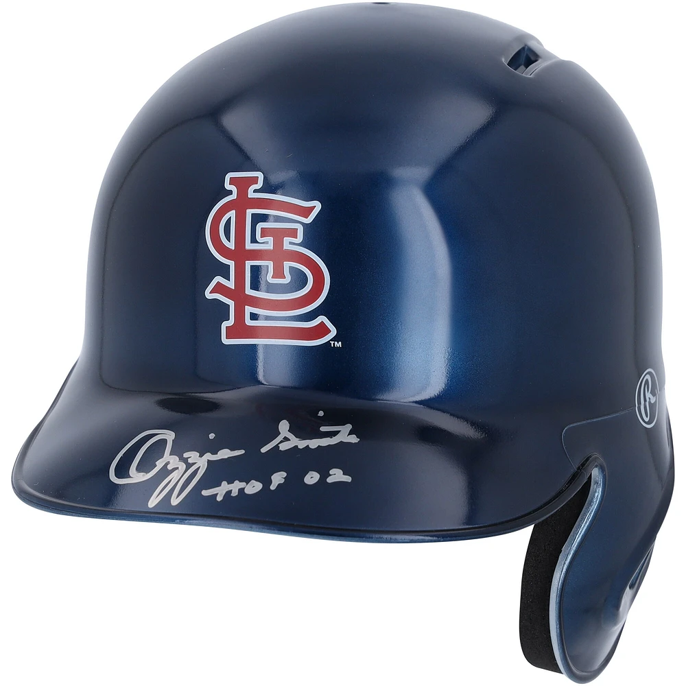 Casque de frappeur alternatif chromé Rawlings autographié par Ozzie Smith des Cardinals de St. Louis avec inscription « HOF 02 » - Exclusivité Fanatics