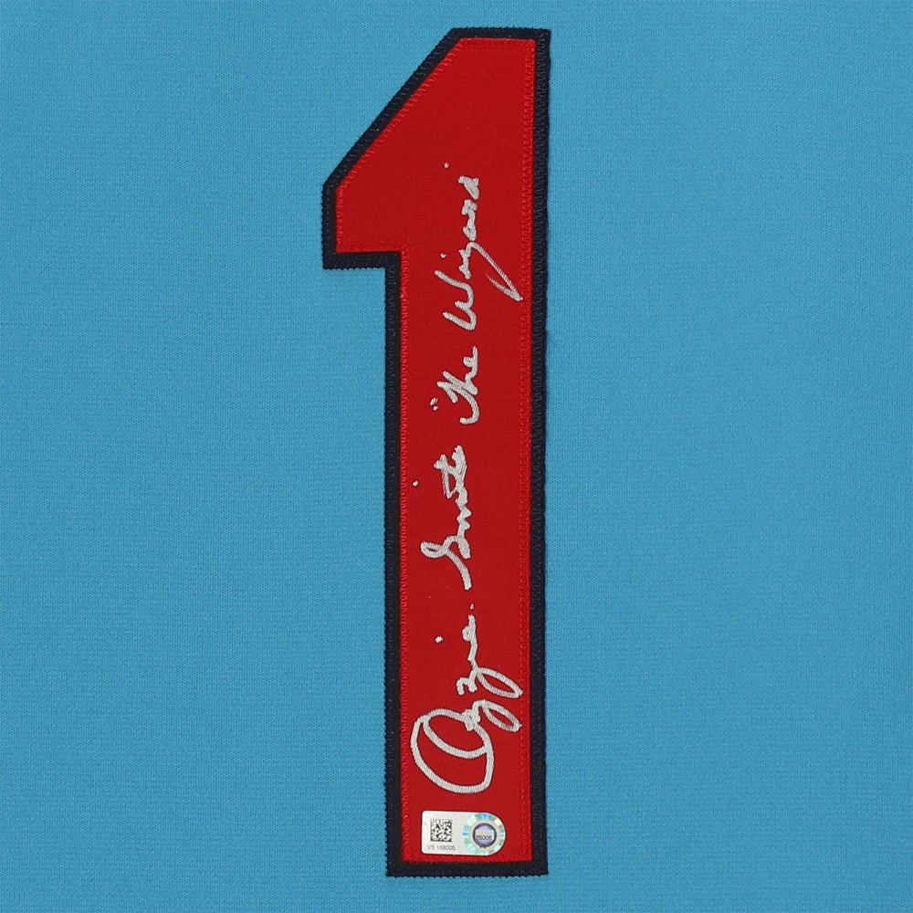 Maillot authentique bleu autographié Mitchell & Ness des Cardinals de St. Louis par Ozzie Smith avec inscription « The Wizard »