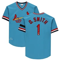 Maillot authentique bleu autographié Mitchell & Ness des Cardinals de St. Louis par Ozzie Smith avec inscription « The Wizard »