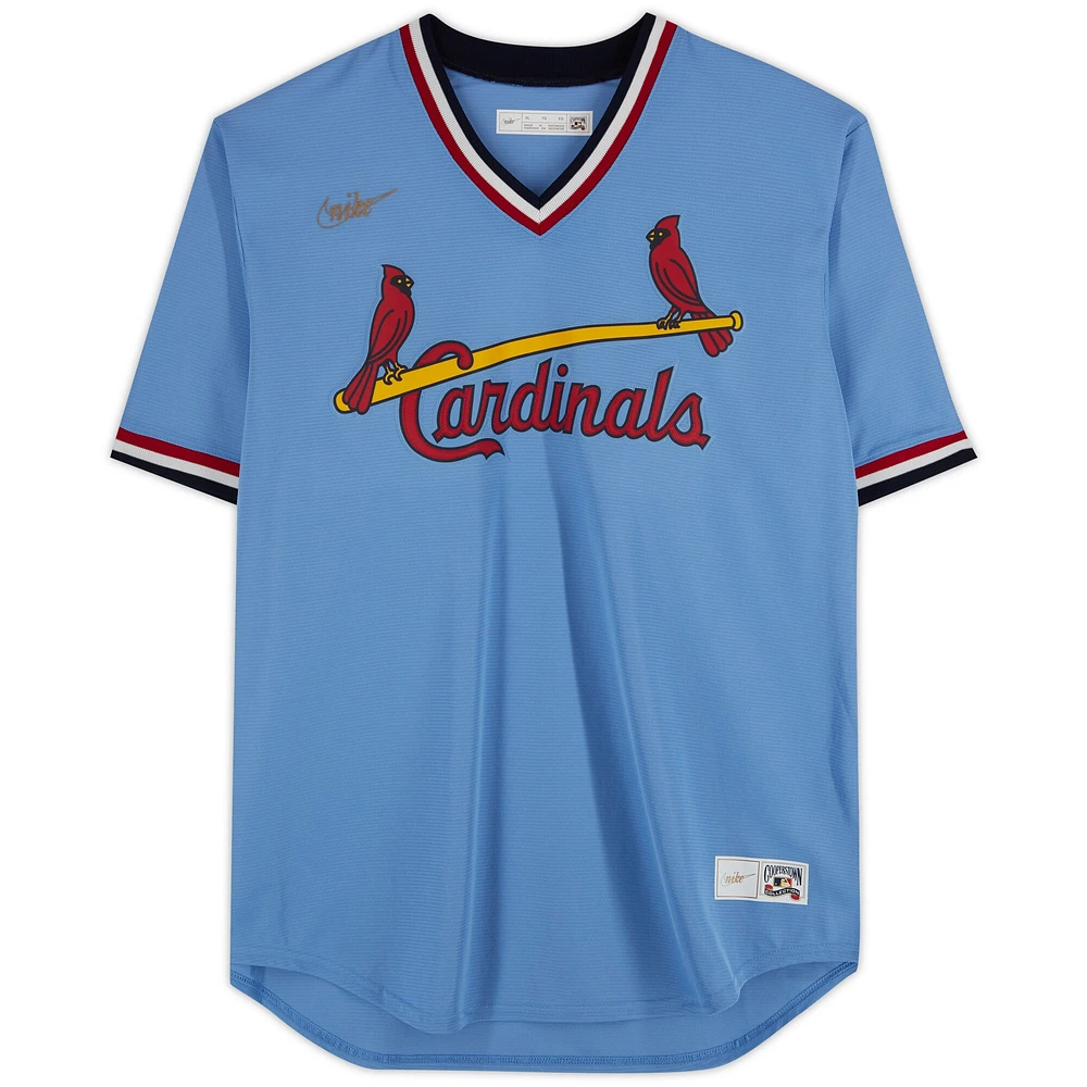 Ozzie Smith St. Louis Cardinals Autographed Light Blue Nike Cooperstown Collection Replica Jersey