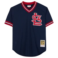 Maillot authentique dédicacé par Ozzie Smith des Cardinals de St. Louis, bleu marine, Mitchell & Ness, avec inscription « HOF 2002 »