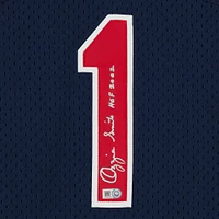 Maillot authentique dédicacé par Ozzie Smith des Cardinals de St. Louis, bleu marine, Mitchell & Ness, avec inscription « HOF 2002 »