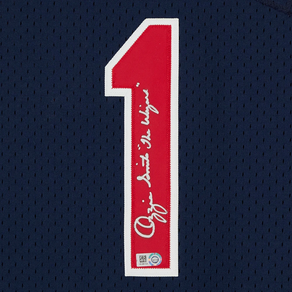 Maillot authentique dédicacé par Ozzie Smith des Cardinals de St. Louis par Mitchell & Ness avec inscription « The Wizard »