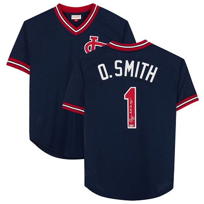 Maillot authentique dédicacé par Ozzie Smith des Cardinals de St. Louis par Mitchell & Ness avec inscription « The Wizard »