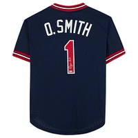 Maillot authentique Mitchell & Ness bleu marine autographié par Ozzie Smith des Cardinals de St. Louis
