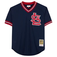 Maillot authentique Mitchell & Ness bleu marine autographié par Ozzie Smith des Cardinals de St. Louis