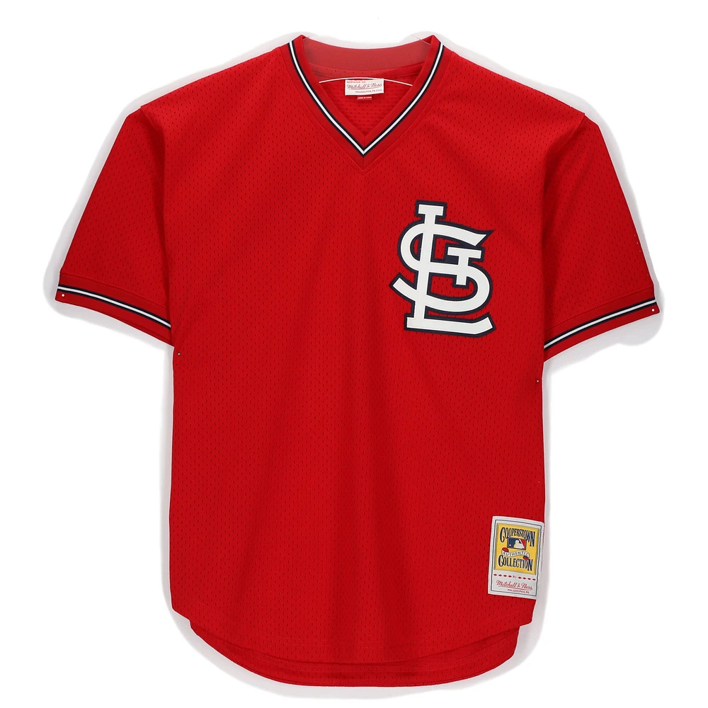 Maillot d'entraînement au bâton dédicacé par Ozzie Smith des Cardinals de St. Louis par Scarlett Mitchell et Ness avec l'inscription « HOF 2002 »