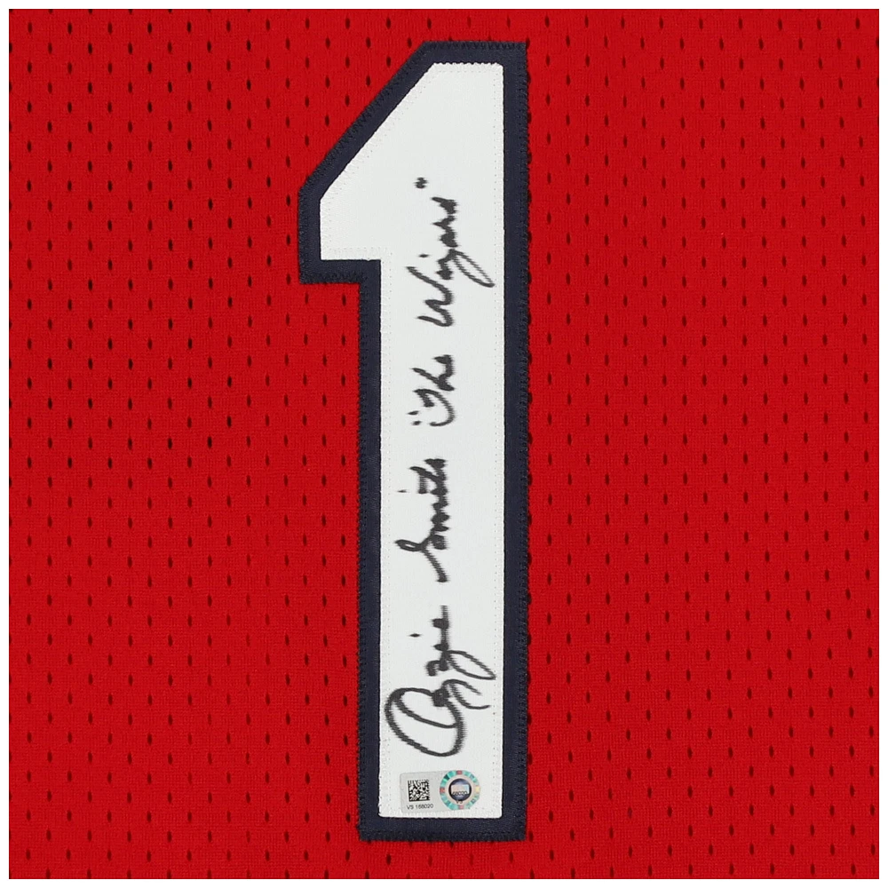 Maillot d'entraînement au bâton dédicacé par Ozzie Smith des Cardinals de St. Louis par Scarlett Mitchell et Ness avec l'inscription « The Wizard »