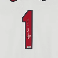 Maillot réplique blanc dédicacé par Ozzie Smith des Cardinals de St. Louis de la collection Nike Cooperstown avec inscription « HOF 2002 »