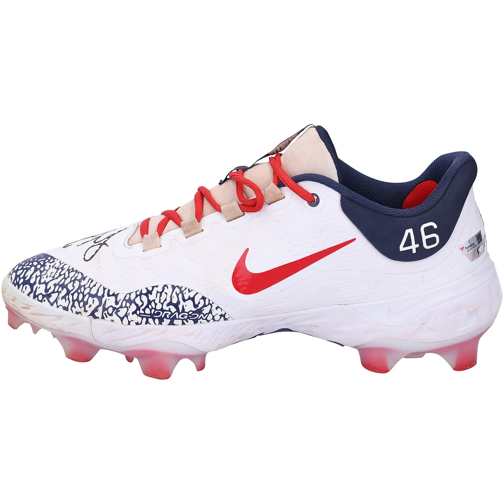 Chaussures à crampons Nike blanches autographiées par Paul Goldschmidt des Cardinals de St. Louis pour la saison 2023 de la MLB - RG13318357-58