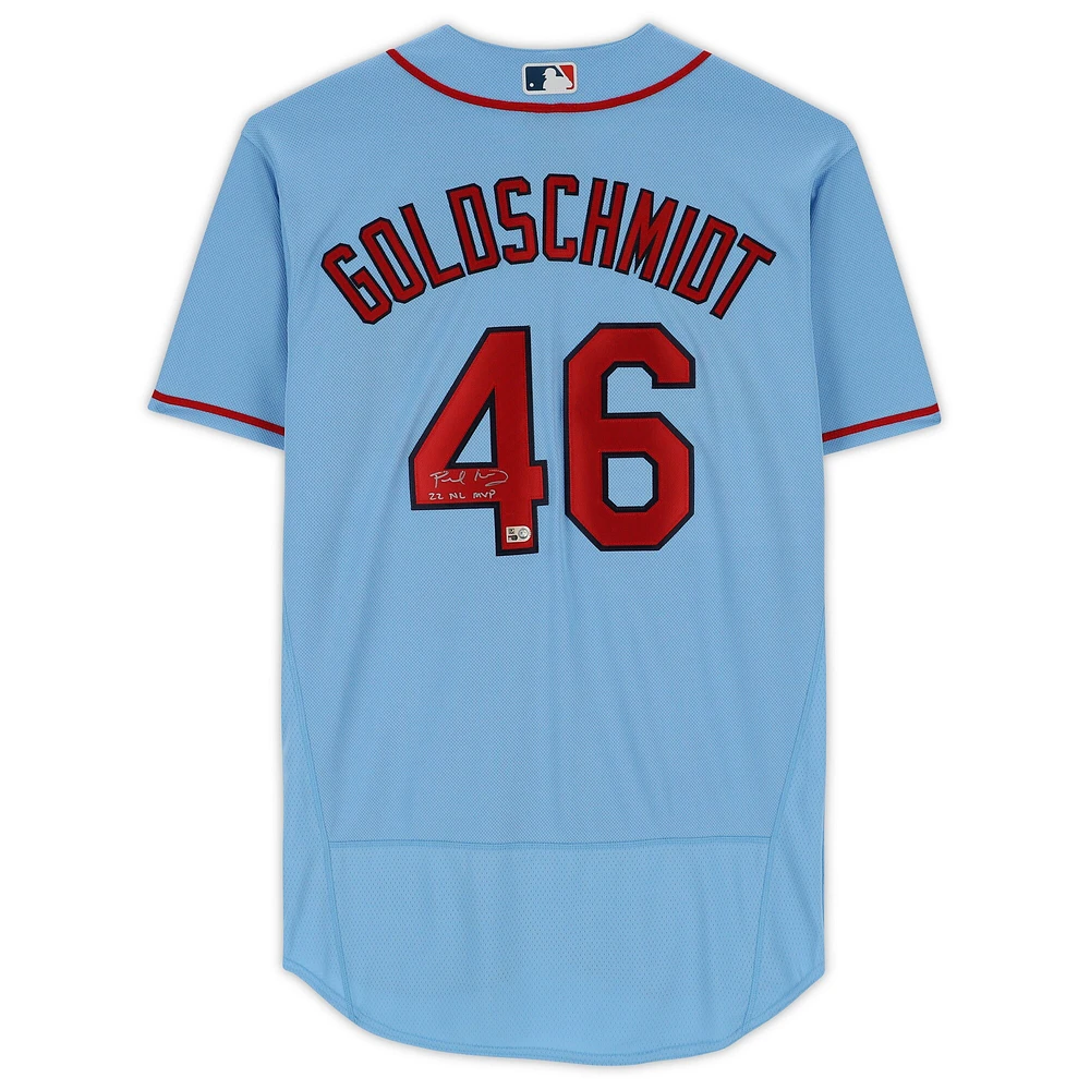 Paul Goldschmidt St. Louis Cardinals Autographed Nike Light Blue Authentic Jersey with "22 NL MVP" Inscription