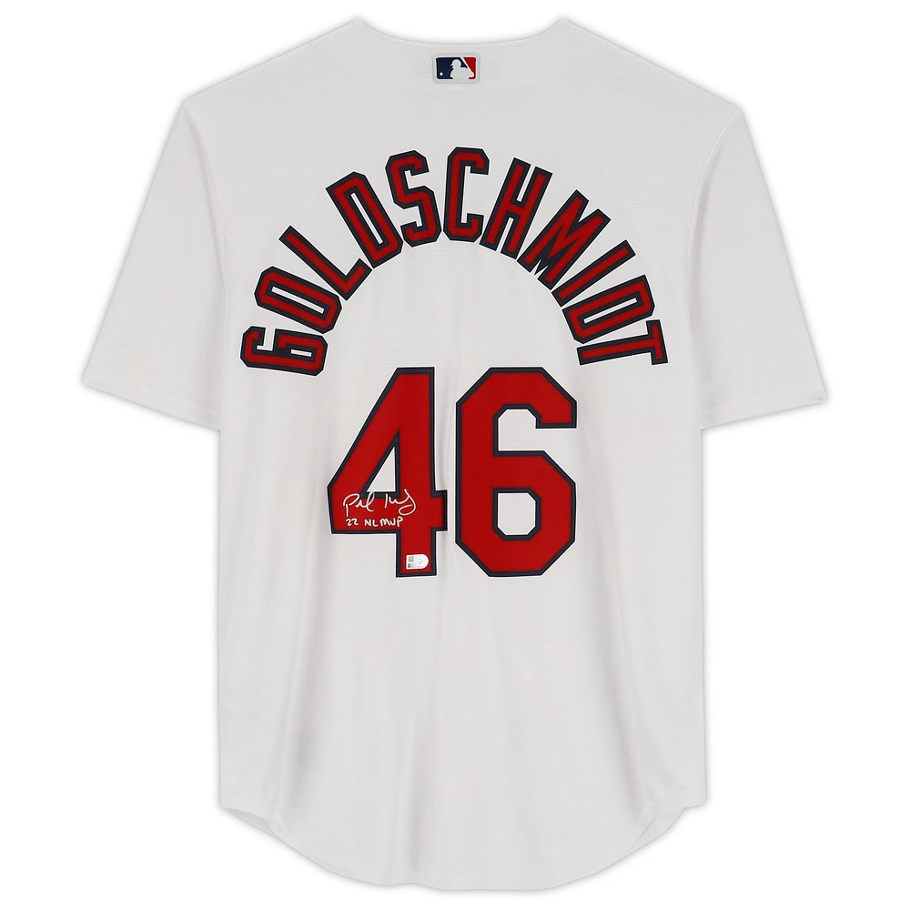 Paul Goldschmidt St. Louis Cardinals Autographed Nike White Replica Jersey with "22 NL MVP" Inscription