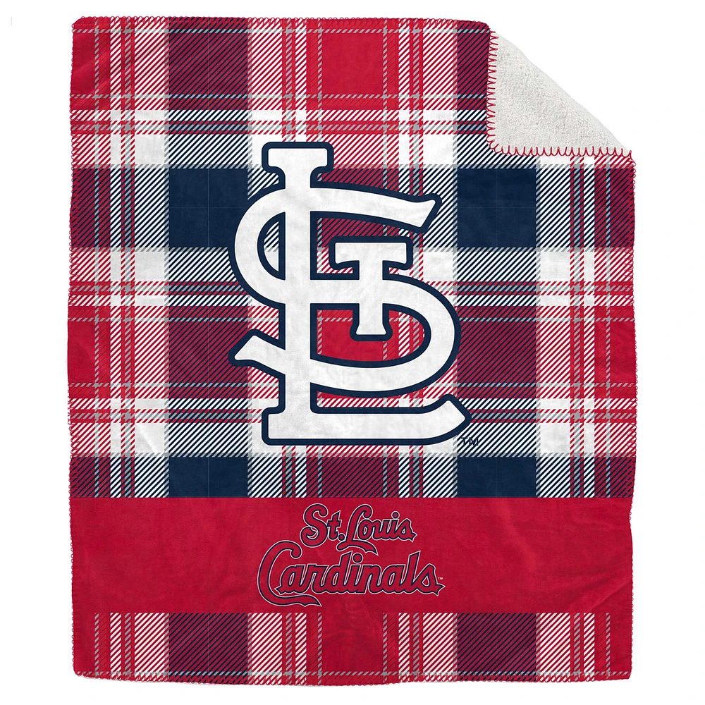 Pegasus St. Louis Cardinals 50" x 60" Plaid Flannel Sherpa Plush Blanket