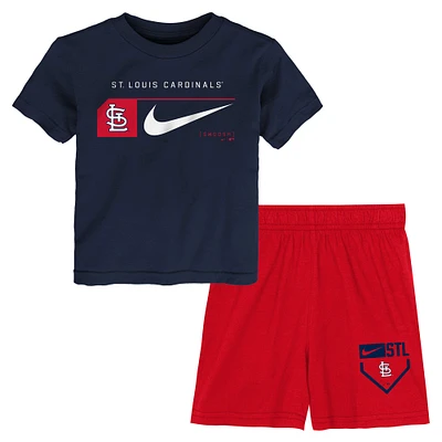 Ensemble t-shirt et short deux pièces Nike bleu marine/rouge St. Louis Cardinals pour enfants d'âge préscolaire