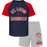 Préscolaire St. Louis Cardinals Bleu marine/gris chiné Groundout Baller Raglan T-shirt et short