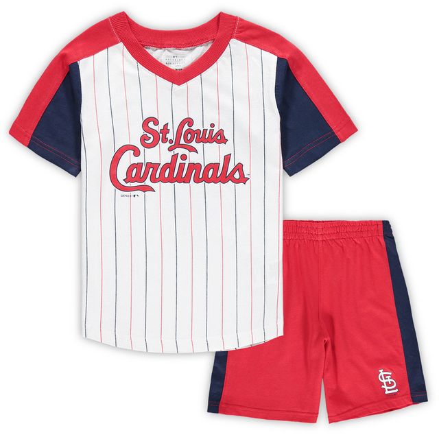 Outerstuff Preschool White/Navy Atlanta Braves The Lineup V-Neck & Shorts  Set