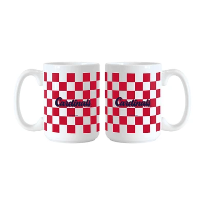 Lot de 2 tasses à logo à carreaux de 15 oz de Logo Brands St. Louis Cardinals