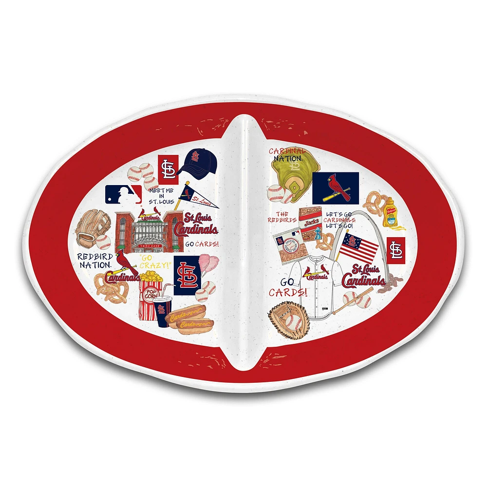 Plat de service à deux compartiments en mélamine épaisse des Cardinals de St. Louis