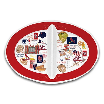 Plat de service à deux compartiments en mélamine épaisse des Cardinals de St. Louis
