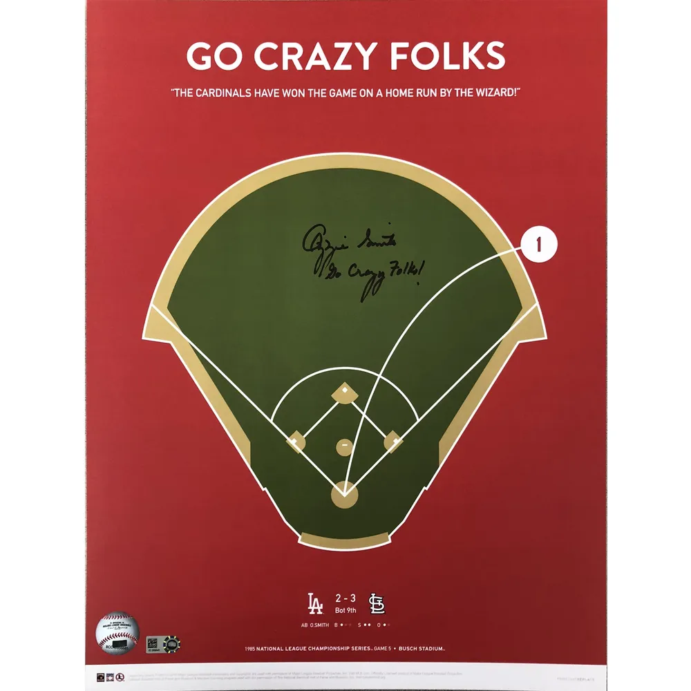 St. Louis Cardinals Ozzie Smith Autographed "Go Crazy Folks" Print