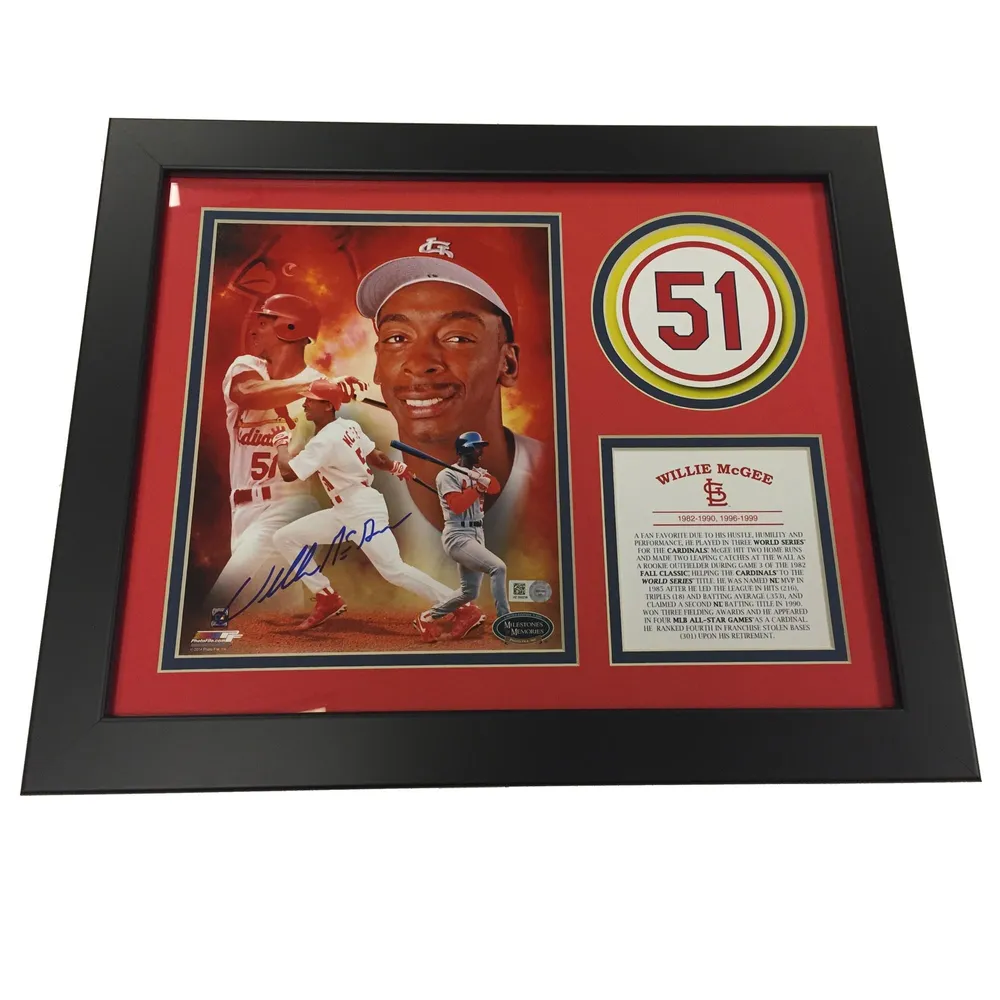 Lids St. Louis Cardinals Willie McGee Autographed Framed Photo Matte 2014  Class of Cardinals Hall of Fame Induction