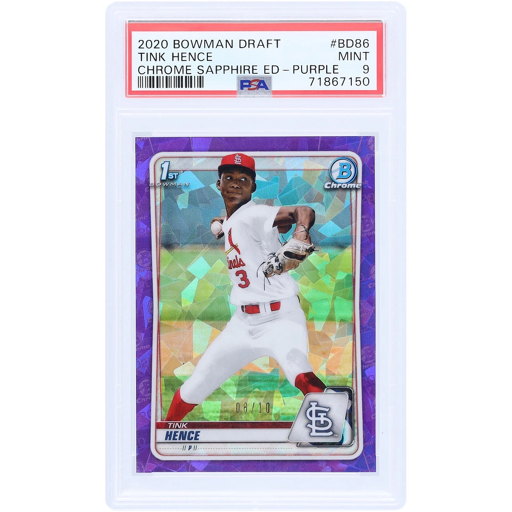 Tink Therefore St. Louis Cardinals 2020 Bowman Chrome Sapphire 1er Bowman Purple #BD-86 #8/10 PSA Authentifié 9 Carte