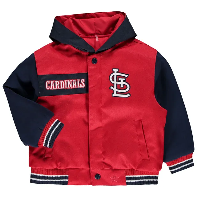 JH Design St. Louis Cardinals Two-Tone Reversible Fleece Hooded Jacket - Navy/Red Medium