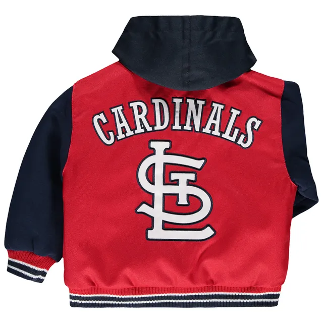 JH Design St. Louis Cardinals Two-Tone Reversible Fleece Hooded Jacket - Navy/Red Medium