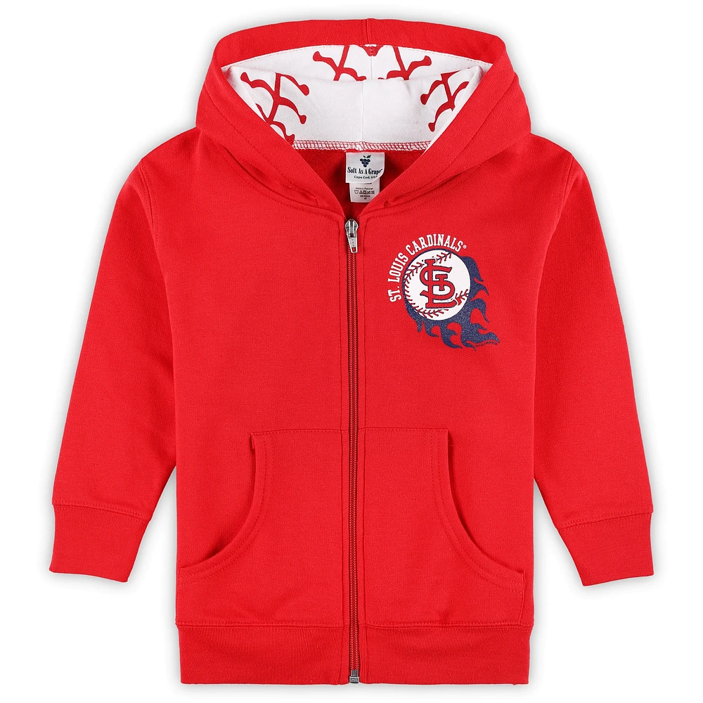 Toddler Soft as a Grape Red St. Louis Cardinals Baseball Full-Zip Hoodie Jacket