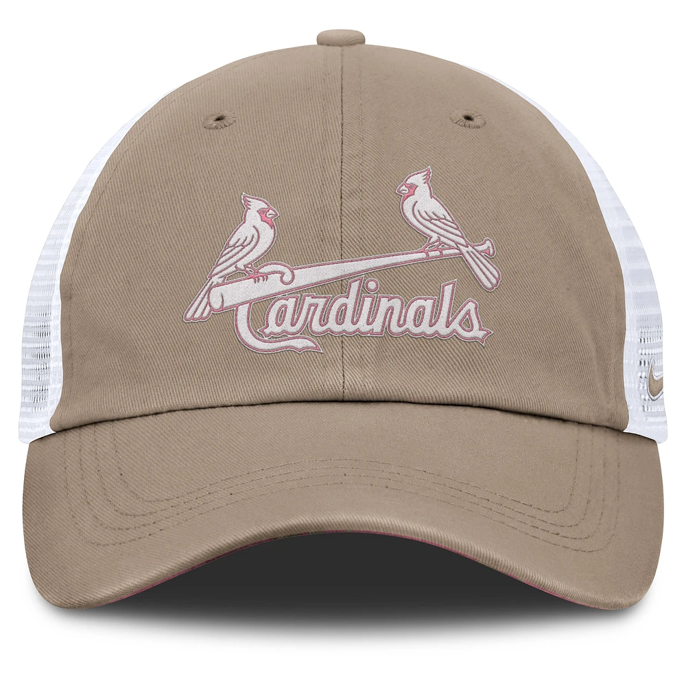 Unisex Nike Khaki/White St. Louis Cardinals Club Trucker Adjustable Hat