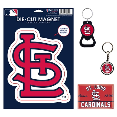 Lot de 4 porte-clés et aimants WinCraft St. Louis Cardinals