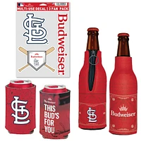 WinCraft St. Louis Cardinals MLB x Budweiser Refroidisseur de canettes, refroidisseur de bouteilles et pack d'autocollants