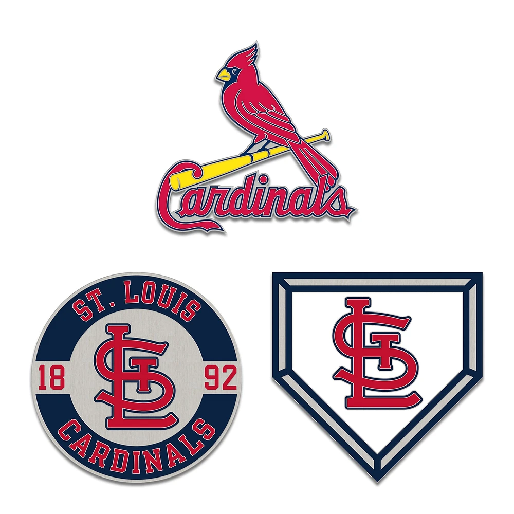 Ensemble de trois broches de pin WinCraft St. Louis Cardinals