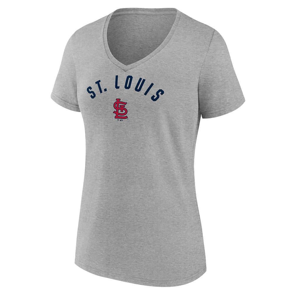Women's Fanatics  Gray St. Louis Cardinals V-Neck T-Shirt