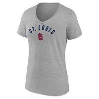 Women's Fanatics  Gray St. Louis Cardinals V-Neck T-Shirt